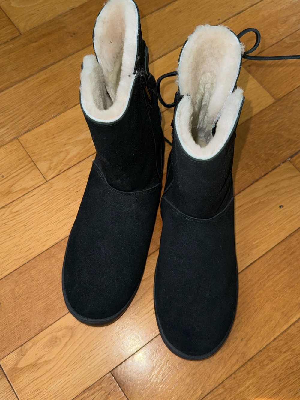Koolaburra by Ugg  Black Faux-Suede Fleece-Lined Ankle Boots